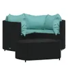 vidaXL 4-tlg. Garten-Lounge-Set mit Kissen Schwarz Poly Produktbild-Vorschau 3