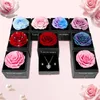 Ewige Rose mit Silberkette, Herzform, rot, 8,8 cm, Geschenk Voir les images du produit