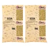Two bags of soybeans are shown side-by-side against a light beige and white background with decorative drawings. Náhľad obrázku produktu