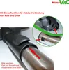 Close-up view of a vacuum cleaner tube and nozzle connection, with an inset showing a detailed view of the locking mechanism. Produktbild-Vorschau
