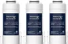 Three white water filter cartridges arranged side-by-side. Podgląd zdjęcia produktu