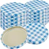 WELLGRO 100x Einmachdeckel TO82 - blau kariert - Produktbild-Vorschau 1