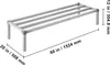 A diagram of a metal shelving unit with dimensions indicated. Produktbild-Vorschau