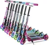 A line of colorful Apollo scooters with LED wheels is displayed against a white background. Produktbild-Vorschau
