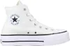 A white Converse Chuck Taylor All Star high-top sneaker with a platform sole, shown from the side against a white background. Voir les images du produit