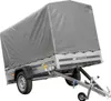 A grey covered trailer is shown against a white background. Podgląd zdjęcia produktu