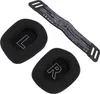 A set of black ear pads and a black headband strap for a gaming headset, laid out on a white background. Náhled obrázku produktu