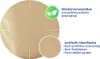 A round, tan-colored baking mat with text overlays describing its features. Anteprima dell’immagine prodotto
