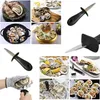 A collage of images showing oysters and oyster shucking tools. Produktbild-Vorschau