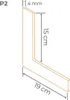 Diagram showing dimensions of a PVC skirting board. Anteprima dell’immagine prodotto
