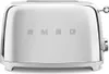 A front view of a silver Smeg toaster on a white background. Produktbild-Vorschau