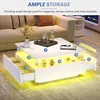 okwish Table basse carrée laquée LED 70×70×41 cm avec 2 Voir les images du produit 4