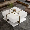 A modern living room setting with a white and brown coffee table. Náhľad obrázku produktu