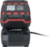 A black and red battery charger with a battery pack inserted, shown against a white background. Produktbild-Vorschau