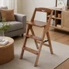 Klappbar Trittleiter 3 Stufen,Holz Tritthocker mit Produktbild-Vorschau 2