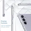Collage of images showing a transparent phone case and its features. Produktbild-Vorschau