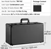 A black storage case with dimensions and specifications displayed. Anteprima dell’immagine prodotto