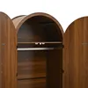 Interior view of a wooden wardrobe with doors open, showing a shelf and a hanging rod. Anteprima dell’immagine prodotto