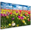 Triptychon auf leinwand blumen - farbig 60x40 cm Feeby Produktbild-Vorschau 1