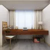 A home office desk setup with a wooden desk, chair, and various decorative items. Produktbild-Vorschau