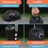 Collage of four images showing different features of water weights for tents and gazebos. Produktbild-Vorschau