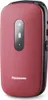 A red Panasonic flip phone is shown from the front. Produktbild-Vorschau