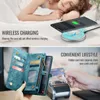 Collage showing a phone case with wireless charging and card slots. Produktbild-Vorschau