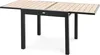 A table with a light-colored slatted top and black legs, shown from a slightly elevated front-side angle against a white background. Produktbild-Vorschau