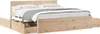 A wooden bed frame with drawers underneath, shown against a white background. Produktbild-Vorschau