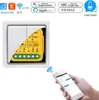A smart switch with wiring diagram and a smartphone showing app control. Náhled obrázku produktu