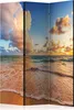 A three-panel room divider displaying a serene beach scene at sunrise or sunset. Produktbild-Vorschau