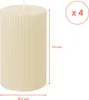 Echtwachs Stumpenkerze 10 x 6 cm geriffelt 4er Set - creme Produktbild-Vorschau 2
