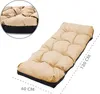 A beige and black outdoor cushion for a bench or lounge chair, with dimensions indicated. Náhľad obrázku produktu