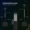 Two adjustable boxing stands with punching bags and reflex bars are shown against a dark background with graphic elements. Produktbild-Vorschau