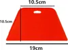 A red plastic squeegee tool with dimensions indicated by text and lines. Produktbild-Vorschau