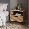 A bedside table next to a bed in a bedroom setting. Anteprima dell’immagine prodotto