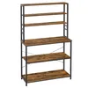A tall, multi-shelf baker's rack with a rustic wood finish and black metal frame, shown against a white background. Náhled obrázku produktu