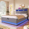 Hydraulická postel s polstrováním Flieks 140 x 200 cm s LED Náhled obrázku produktu 3