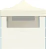 A front view of a cream-colored pop-up party tent with a window. Produktbild-Vorschau