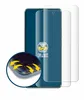 A smartphone screen protector is shown with a close-up inset demonstrating its protective qualities. Produktbild-Vorschau