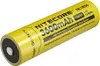 A yellow Nitecore 18650 rechargeable lithium battery with black text and markings. Anteprima dell’immagine prodotto