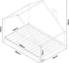 A line drawing diagram of a house-shaped bed frame with dimensions indicated by measurement lines and text. Náhled obrázku produktu