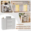 Collage of images showing a white reception desk in different settings: an office, a beauty salon, and a general business/shop. Produktbild-Vorschau