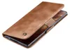 A brown leather flip case for a smartphone is shown on a white background. Produktbild-Vorschau