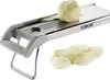 A vegetable slicer with a turnip on top and sliced turnip in front, on a white background. Produktbild-Vorschau
