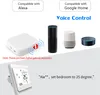 A marketing image showcasing a smart thermostat and its compatibility with voice assistants like Alexa and Google Home, along with a Zigbee gateway. Produktbild-Vorschau