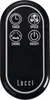 A black remote control with white icons for a fan. Podgląd zdjęcia produktu