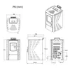 Technical drawings and dimensions of a pellet stove. Anteprima dell’immagine prodotto
