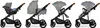 A collage of a stroller in four different configurations: with a car seat, with a bassinet, and two configurations with a seat. Anteprima dell’immagine prodotto