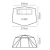 Diagrams showing the dimensions and weight of a Nash Titan Hide XL Camo Pro fishing shelter. Náhled obrázku produktu